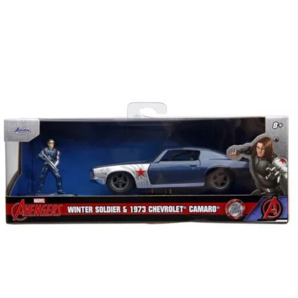 1973 Chevrolet Camaro Dark Blue Metallic with Gray Stripes and Winter Soldier by